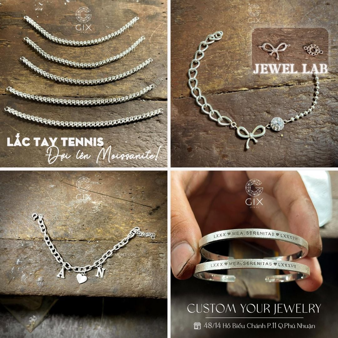 (Gix Jewel - Xưởng chế tác riêng, nhận thiết kế lắc tay vàng trắng theo yêu cầu)