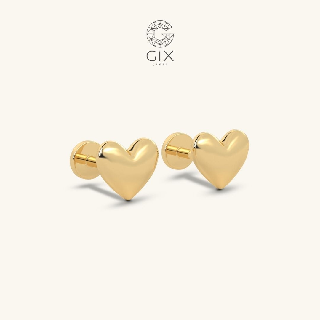Khuyên tai stud dáng trái tim phồng tối giản