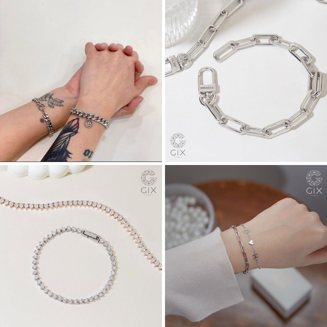 (Lắc tay bạc nữ mềm mại, chuyển động nhẹ nhàng khi đeo)