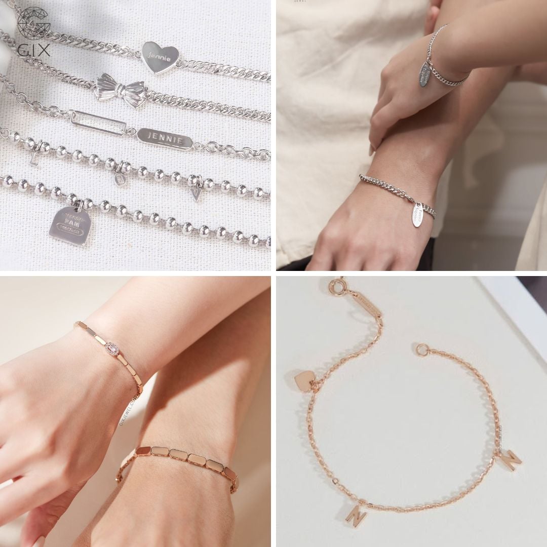 Lắc tay vàng trắng hiện đại, lắc tay vàng hồng nữ tính, ngọt ngào