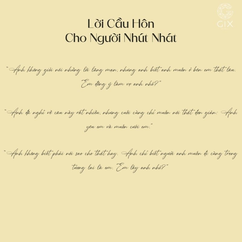 Lời cầu hôn ngắn gọn, không gian riêng tư phù hợp với người dễ hồi hộp