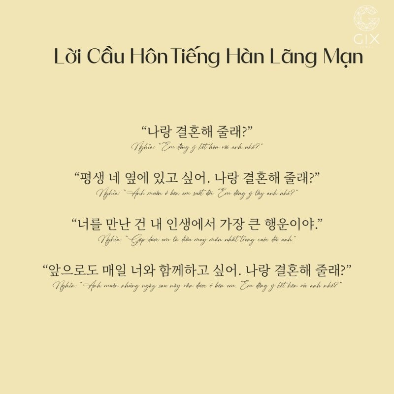 Lời cầu hôn tiếng Hàn phù hợp với cặp đôi yêu thích văn hóa Hàn Quốc