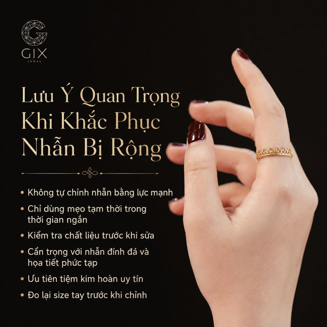 Lưu ý quan trọng khi nhẫn bị rộng