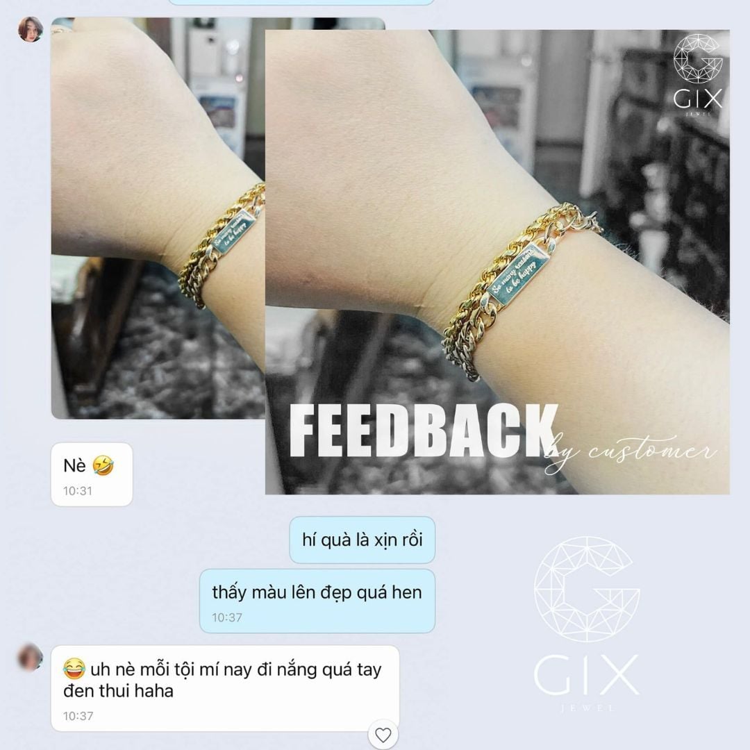 Phản hồi thực tế từ khách hàng đặt lắc tay xích vàng tại Gix Jewel