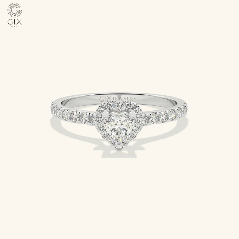 Mẫu nhẫn cầu hôn Shining Heart vàng 18K sang trọng, phù hợp
