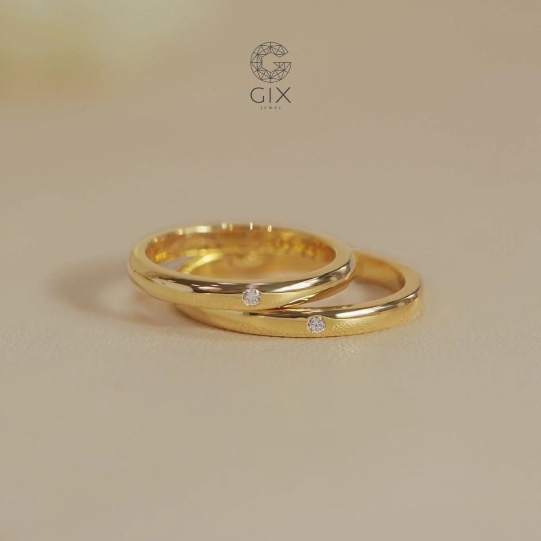 Nhẫn cưới truyền thống đính đá