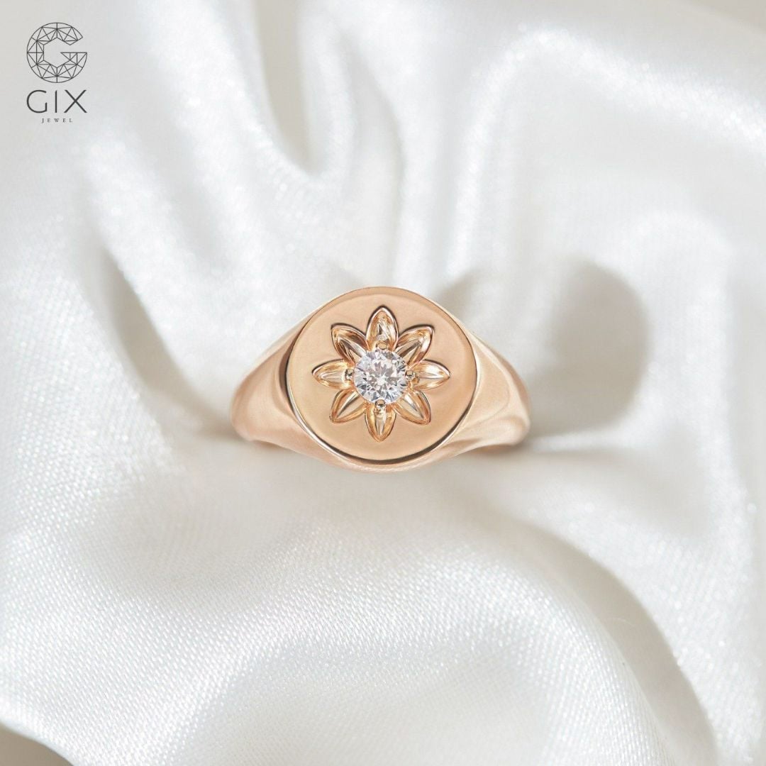 nhẫn signet đính đá
