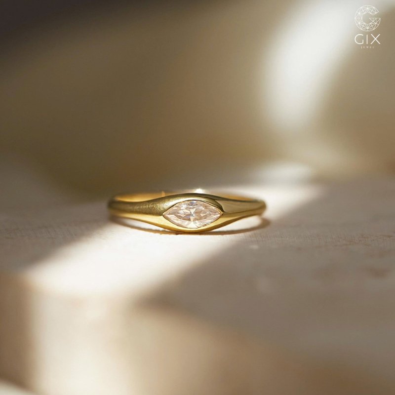(Mẫu Marquise Signet kết hợp form Signet cá tính và viên đá thuôn dài)