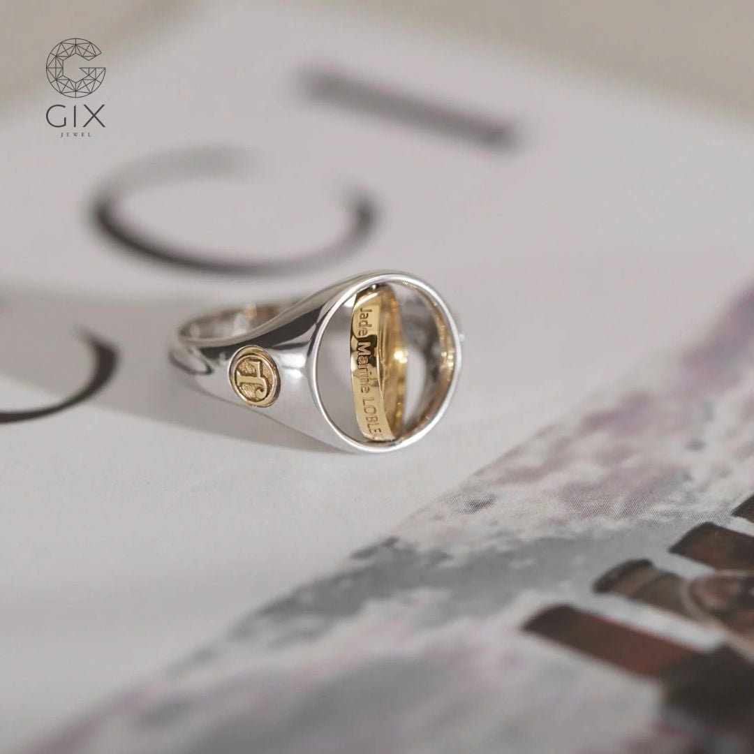 Nhẫn signet mặt xoay