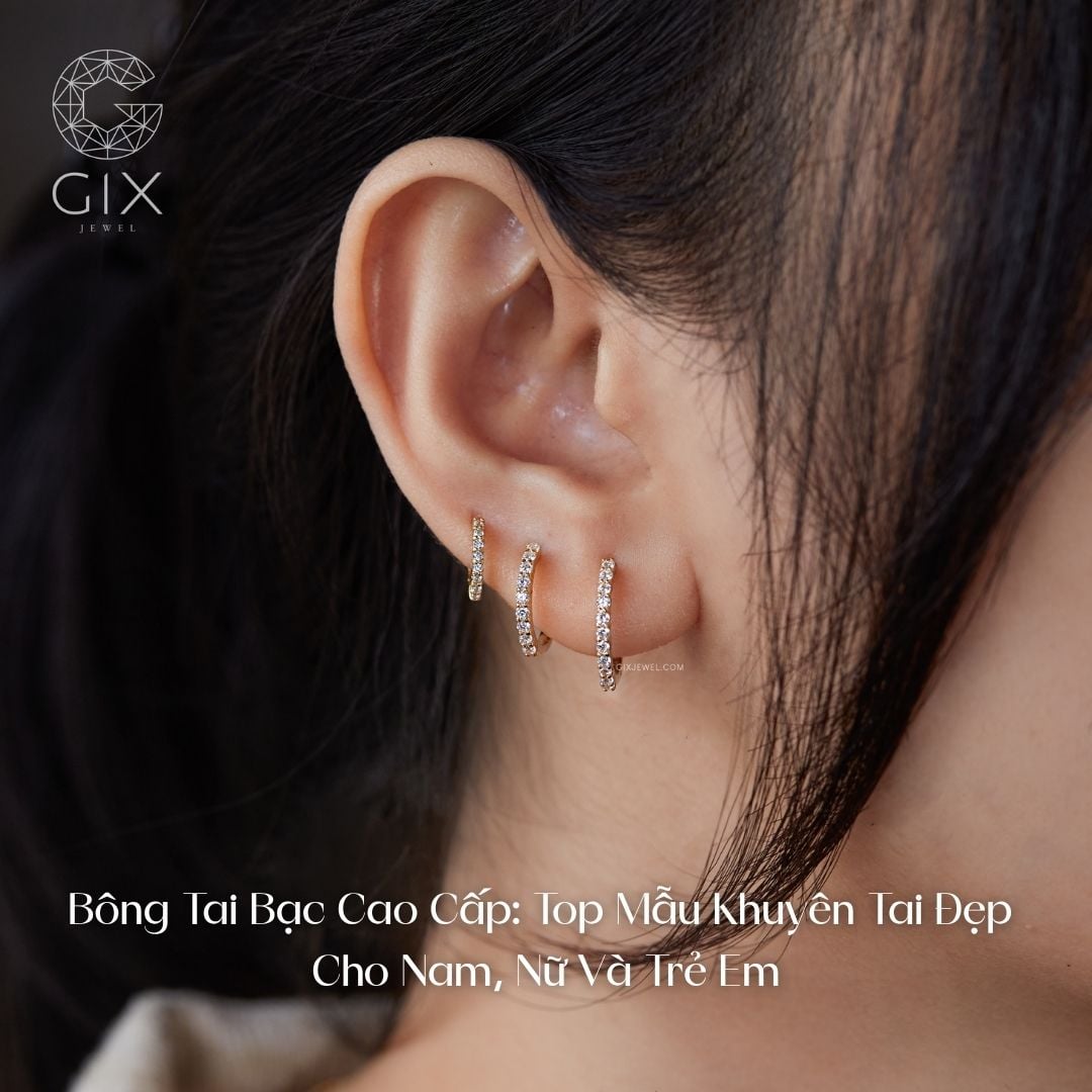 Bông tai khoen tròn ôm vành thon dài