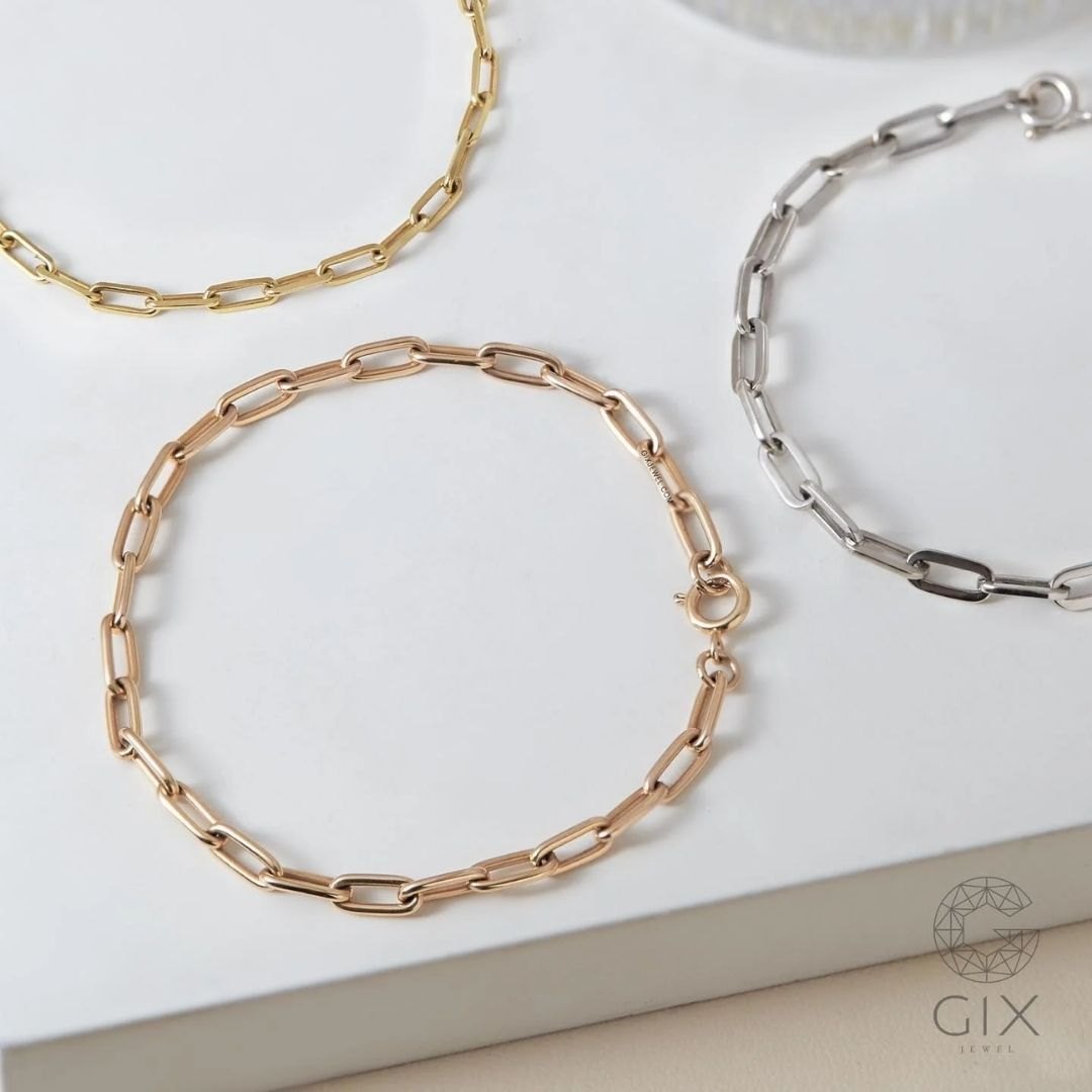 (Lắc tay mắt xích vuông thanh lịch, dễ phối trang phục)