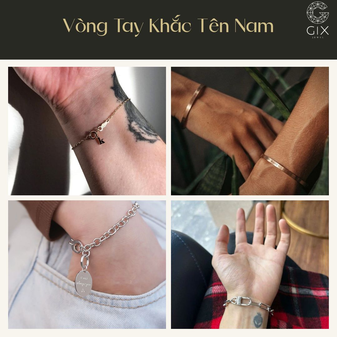 Vòng tay khắc tên nam phù hợp phong cách cá tính và hiện đại