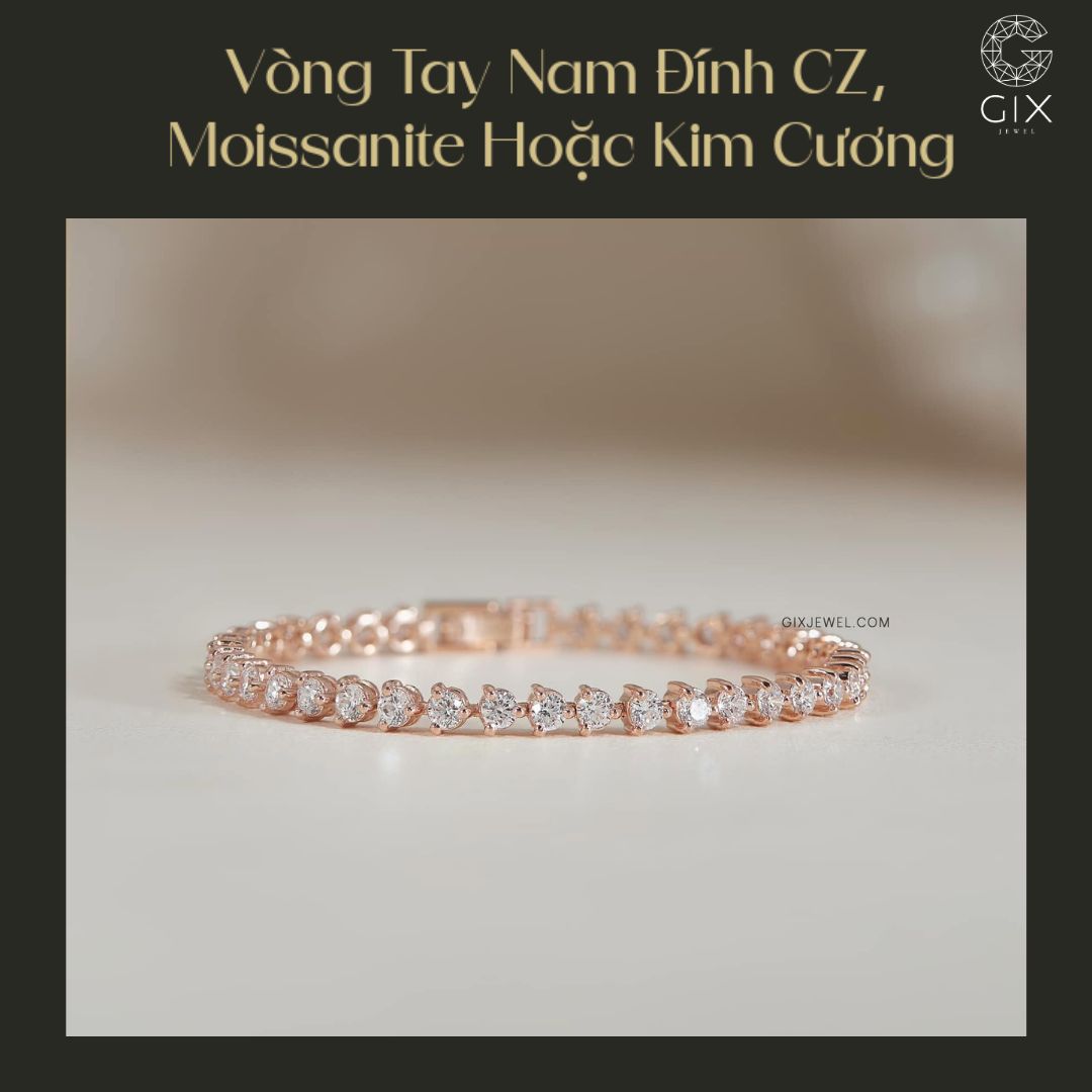 Vòng tay nam đính đá tạo điểm nhấn sang trọng