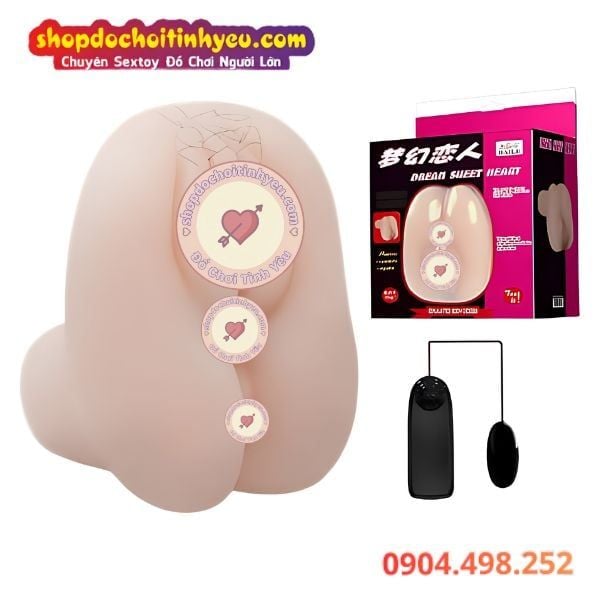 Âm Đạo Giả Dạng Silicone Rung Cầm Tay Có Lông Mềm Mịn BAILE
