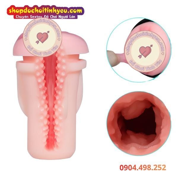 Âm Đạo Giả Rung Hút Thụt Thiết Kế Khoang Hạt Nổi 3D Chân Thực