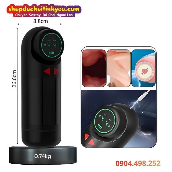 Âm Đạo Giả Rung Hút Thụt Thiết Kế Khoang Hạt Nổi 3D Chân Thực