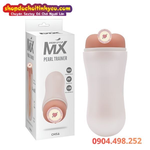 Âm Đạo Giả Silicon Cầm Tay Mềm Mại Khít Chặt MX PEARL TRAINER