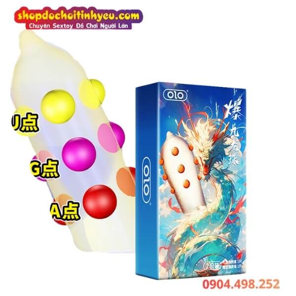 Bao Cao Su Ngọc Rồng Đính 9 Hạt Bi Nổi To Ma Sát Kích Thích