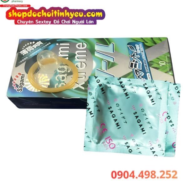 Bao Cao Su Sagami Xtreme Spearmint Hương Bạc Hà Mát Lạnh