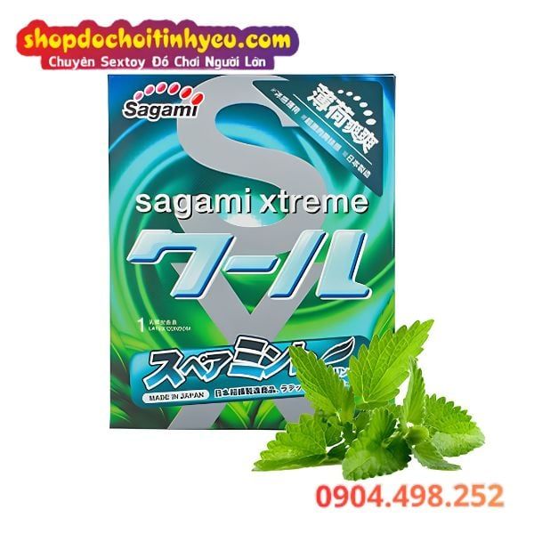 Bao Cao Su Sagami Xtreme Spearmint Hương Bạc Hà Mát Lạnh