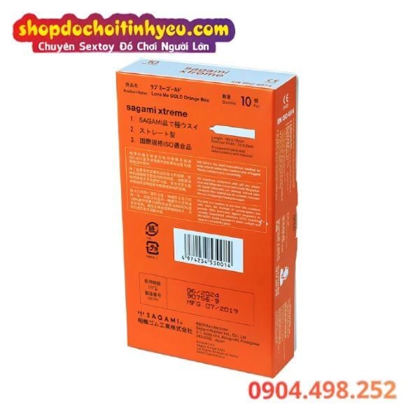 Bao Cao Su Siêu Mỏng Sagami&nbsp;Love Me Gold Orange Hộp 10 Bao