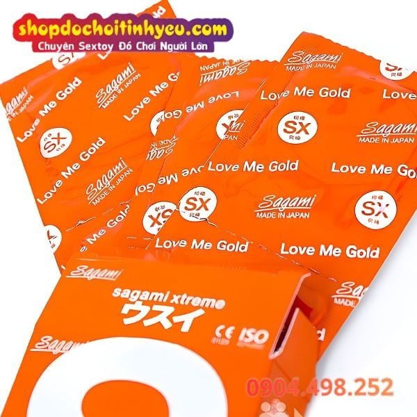 Bao Cao Su Siêu Mỏng Sagami&nbsp;Love Me Gold Orange Hộp 10 Bao
