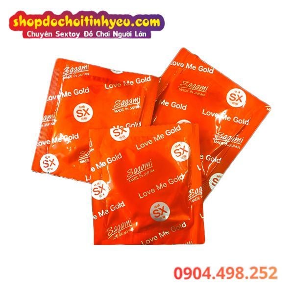 Bao Cao Su Siêu Mỏng Sagami&nbsp;Love Me Gold Orange Hộp 10 Bao