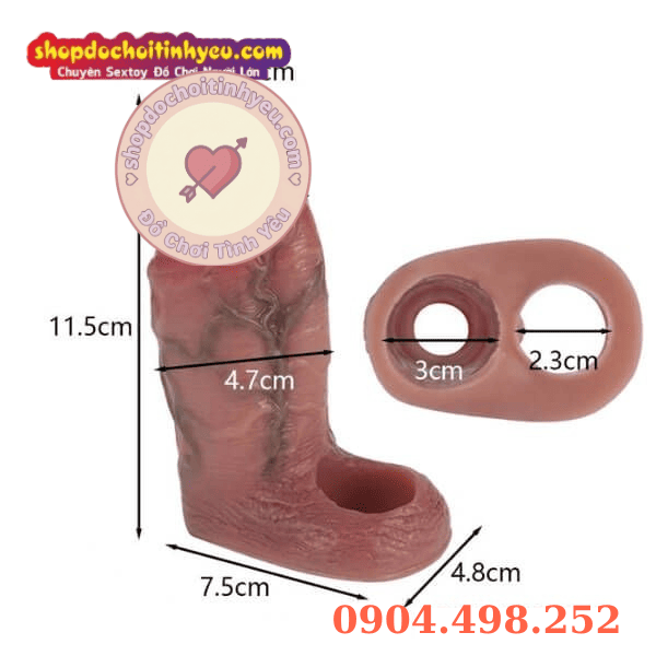 Bao Đôn Dương Vật Hở Đầu Gân Nổi To Kèm Vòng Khóa Tinh Hoàn