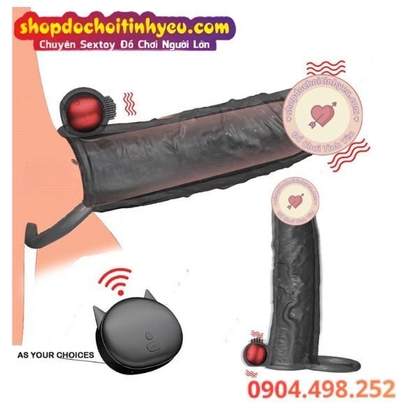 Bao Đôn Dương Vật Rung Kép Kèm Đầu Răng Sói Điều Khiển Từ Xa