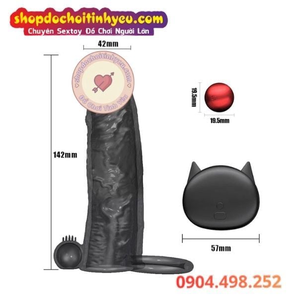 Bao Đôn Dương Vật Rung Kép Kèm Đầu Răng Sói Điều Khiển Từ Xa