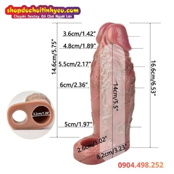 Bao Đôn Dương Vật Thân Phình To Có Nhiều Gân Xanh Nhỏ Nổi