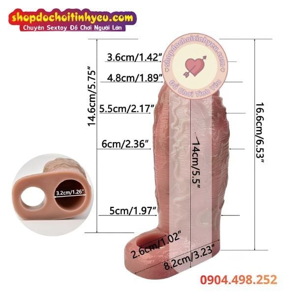Bao Đôn Dương Vật Thân Phình To Có Nhiều Gân Xanh Nhỏ Nổi