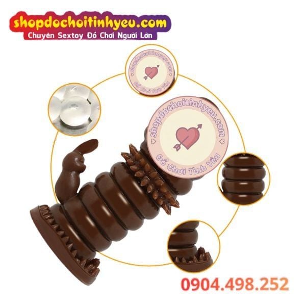 Bao Đôn Dương Vật Gai Vân Nổi Kèm Đầu Phụ Tai Thỏ WOLDTOOTH