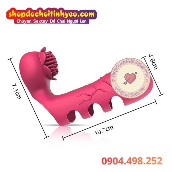 Bao Ngón Tay Rung Hình Dương Vật Gân Nổi Kèm Đầu Hoa Có Gai