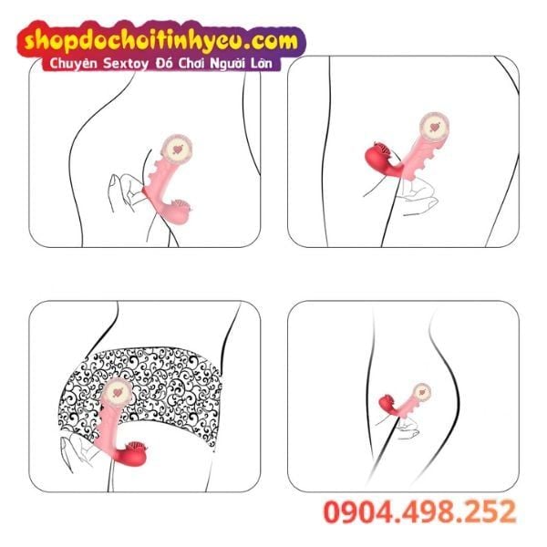 Bao Ngón Tay Rung Hình Dương Vật Gân Nổi Kèm Đầu Hoa Có Gai