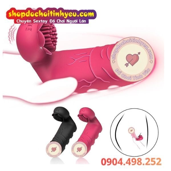 Bao Ngón Tay Rung Hình Dương Vật Gân Nổi Kèm Đầu Hoa Có Gai