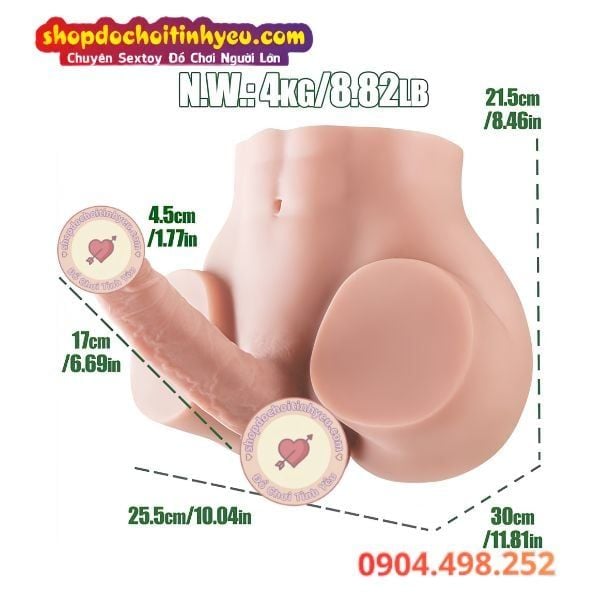 Búp bê bán thân nam giới mông căng tròn kèm dương vật giả