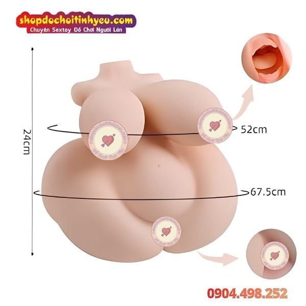 Búp Bê Tình Dục Bán Thân Độc Dị Vú To Mở Miệng Có Lỗ Tử Cung