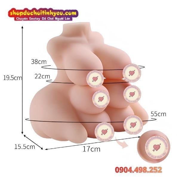 Búp Bê Tình Dục Bán Thân Mini Thiết Kế Táo Bạo Bò Sữa 6 Vú