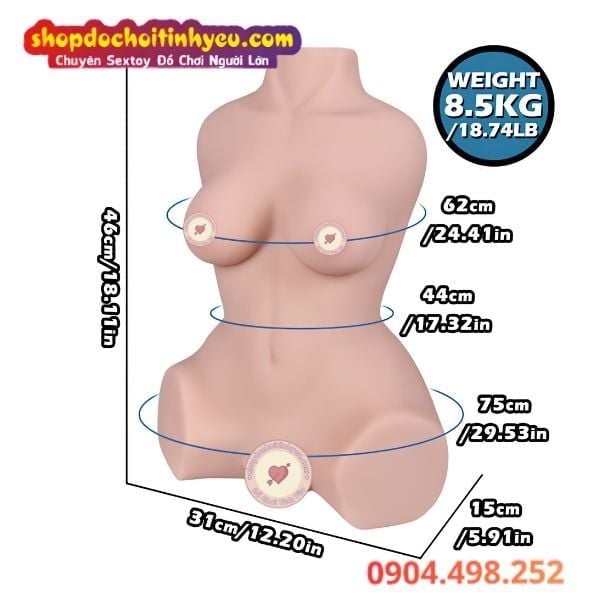 Búp bê tình dục bán thân ngực nhỏ phẳng vú lép đáng yêu