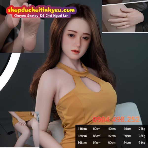 Búp Bê Tình Dục Cao Cấp Thiết Kế Váy Vàng Ôm Body Khoét Ngực