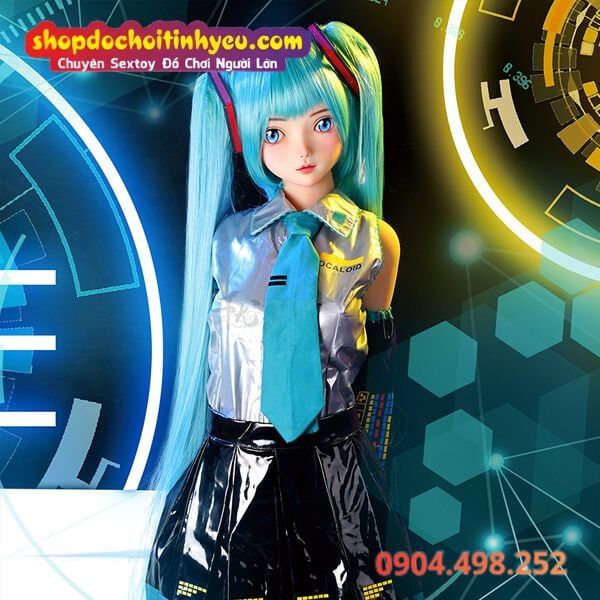 Búp bê tình dục Hatsune Miku Nhật Bản tóc dài màu xanh ngọc