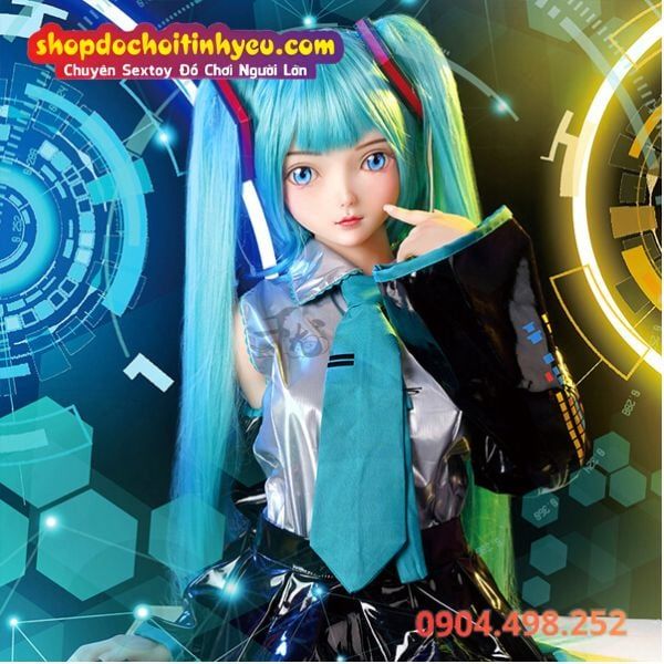 Búp bê tình dục Hatsune Miku Nhật Bản tóc dài màu xanh ngọc