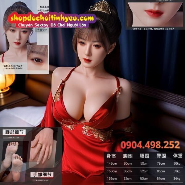 Búp Bê Tình Dục Silicon Cao Cấp Váy Lụa Đỏ Trung Hoa Ngực To