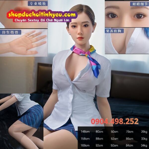 Búp Bê Tình Dục Silicone Nữ Tiếp Viên Khoe Ngực To Quyến Rũ