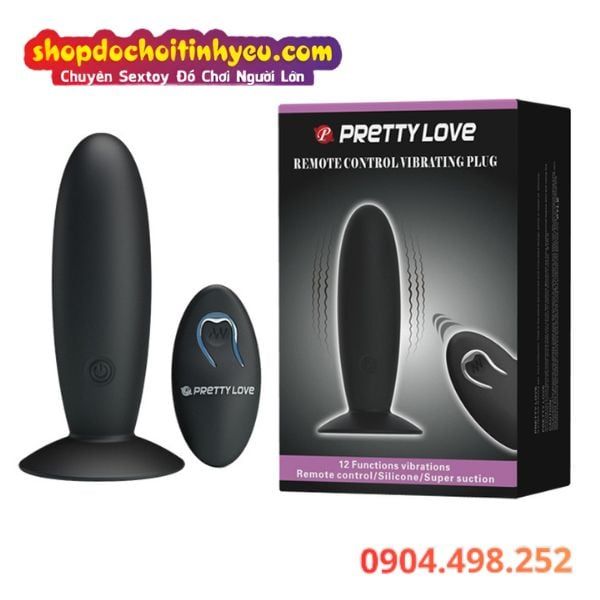 Buttplug Rung Hậu Môn 12 Tần Số Điều Khiển Remote PRETTY LOVE