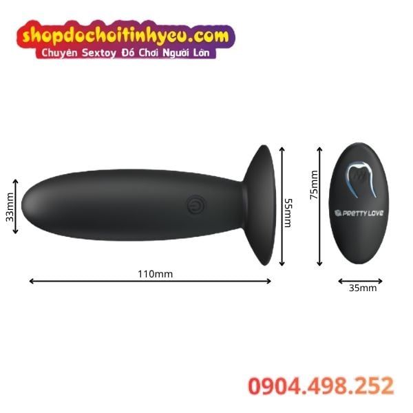 Buttplug Rung Hậu Môn 12 Tần Số Điều Khiển Remote PRETTY LOVE