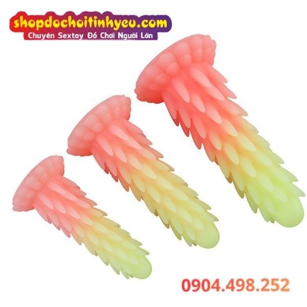 Buttplug Silicone Nhét Lỗ Nhị Có Gai Màu Dạ Quang Phát Sáng