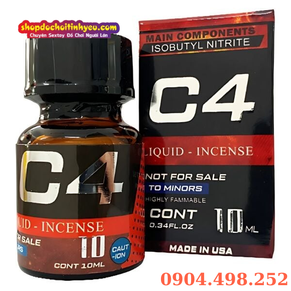 Chai hít popper C4 mạnh mẽ tăng hưng phấn và giãn cơ khi quan hệ