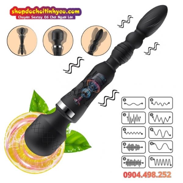 Chày Rung Kép AV 2 Đầu Kích Thích Điểm G Kèm Nút Hậu Môn